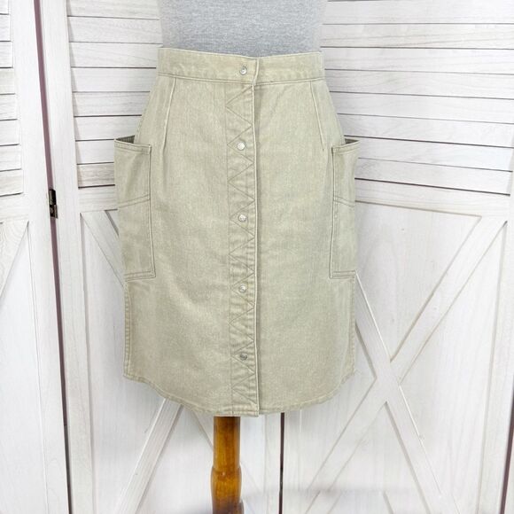 Coca Cola Dresses & Skirts - Vintage Coca Cola Snap Front Side Cargo Pocket Denim A Line Skirt Khaki 6 XS